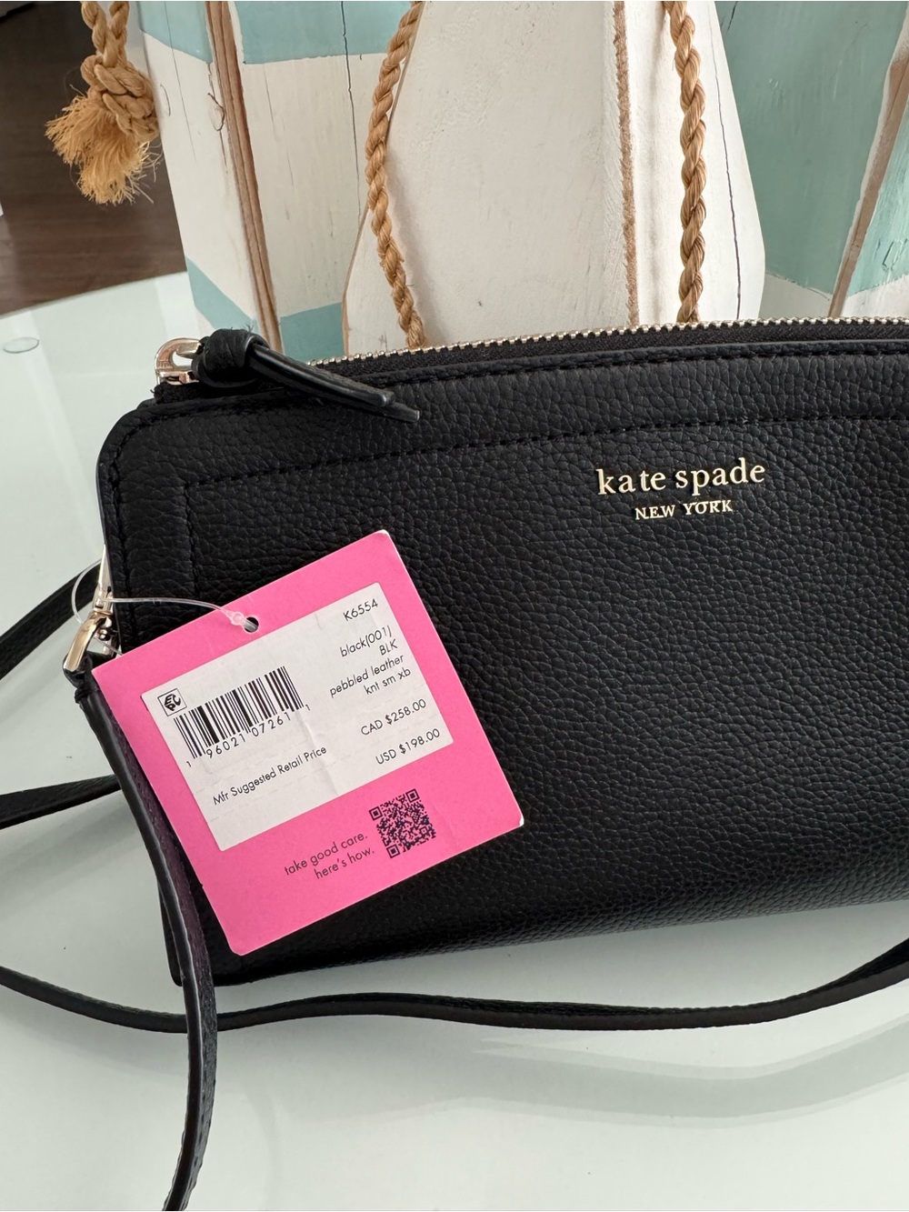 NWT - Kate Spade Knott Black Pebbled Leather Crossbody